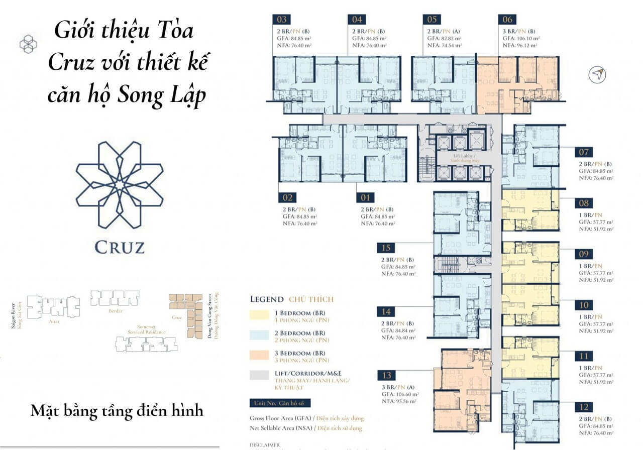 mặt bằng điển hình tòa Cruz Feliz En Vista